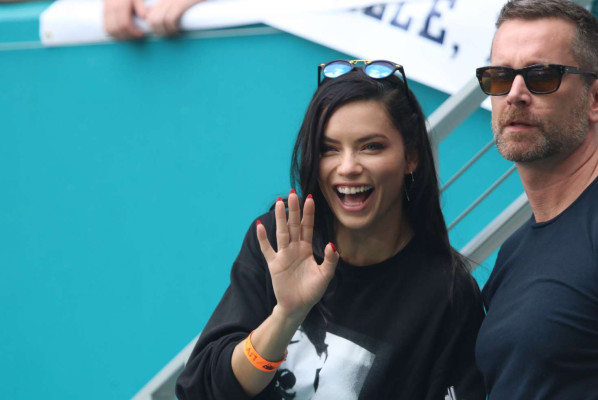 Adriana Lima at Miami Dolphins and New England Patriots game in Miami