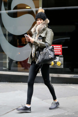 Adriana Lima in Tights out in New York