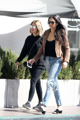 Ashley Benson and Shay Mitchell having lunch at Olive and Thyme in LA