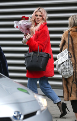 Ashley James With Red Roses on Valentines Day in London