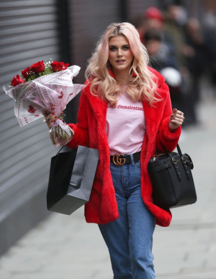 Ashley James With Red Roses on Valentines Day in London