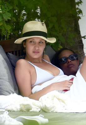 Bella Hadid in a Bikini at a Pool in Miami