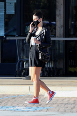 Camila Morrone in a Mini Black Dress in Malibu 07/03/2020