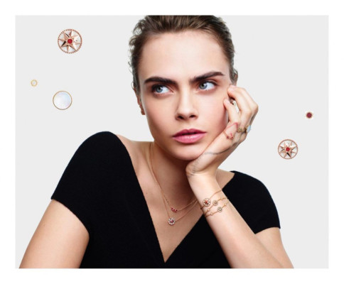 CARA DELEVINGNE for Rose de Vents Jewelry Collection Campaign for Dior 2020