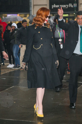 CHRISTINA HENDRICKS Leaves Build Series in New York 02/13/2020