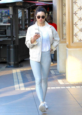 Crystal Reed in grey yoga pants on shopping trip in Beverly Hills