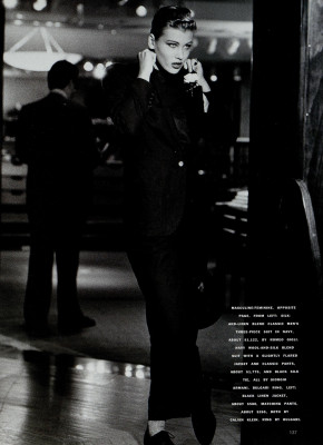 Daniela Pestova ~ US Harper&#039;s Bazaar May 1991 by Andrea Blanch