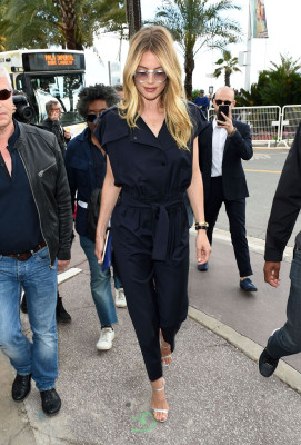 Doutzen Kroes in a Navy Blue Boiler Suit in Cannes 