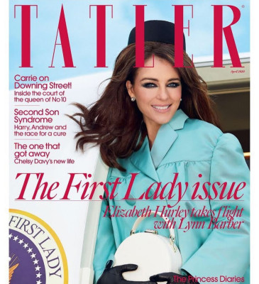ELIZABETH HURLEY in Tatler Magazine, UK April 2020