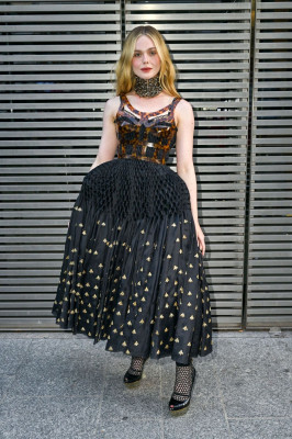 Elle Fanning at Alexander Mcqueen SS24 Show at Paris Fashion Week 09/30/23