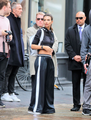 Emily Ratajkowski Shooting For DKNY in New York
