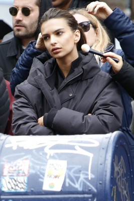 Emily Ratajkowski Shooting For DKNY in New York
