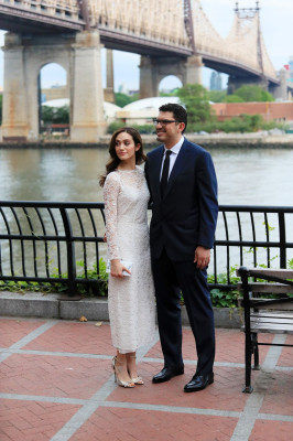 Emmy Rossum and Sam Esmail Pose For Photos in Front of the Ed Koch Bridge in NYC