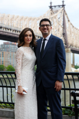 Emmy Rossum and Sam Esmail Pose For Photos in Front of the Ed Koch Bridge in NYC