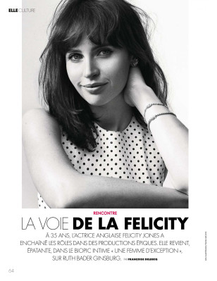 Felicity Jones – ELLE Magazine France December 2018 Issue
