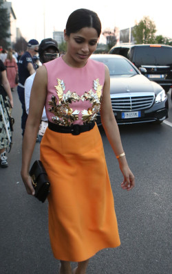 Freida Pinto at Moschino Fashion Show at MFW in Milan 09/20/2018 