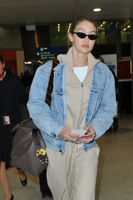 Gigi Hadid - CDG Airport in Paris 03/27/2018