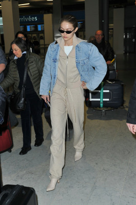 Gigi Hadid - CDG Airport in Paris 03/27/2018