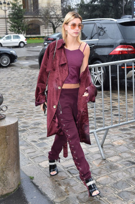 Hailey Baldwin – Arriving at Elie Saab Fashion Show in Paris 3/4/ 2017