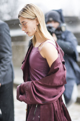 Hailey Baldwin – Arriving at Elie Saab Fashion Show in Paris 3/4/ 2017