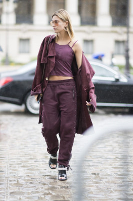 Hailey Baldwin – Arriving at Elie Saab Fashion Show in Paris 3/4/ 2017