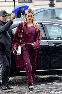 Hailey Baldwin – Arriving at Elie Saab Fashion Show in Paris 3/4/ 2017