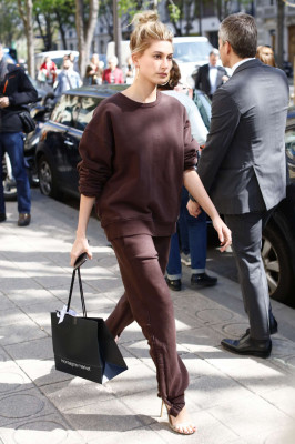 Hailey Baldwin at Yves Saint Laurent Store in Paris
