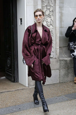 Hailey Baldwin Leaving Elie Saab Show in Paris