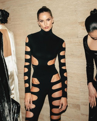 Izabel Goulart for Laquan Smith Fall/Winter 2024 Backstage
