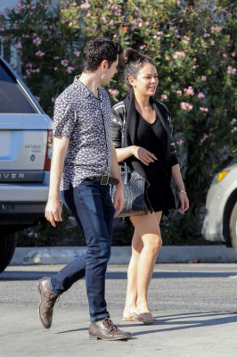 Janel Parrish in Black Dress at Joan’s on Third in LA