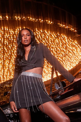 Jasmine Tookes for Boohoo All That Glitters Holiday Campaign