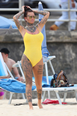 Jemma Lucy in Swimsuit on the Beach in Sydney 02/28/2019