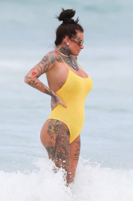 Jemma Lucy in Swimsuit on the Beach in Sydney 02/28/2019