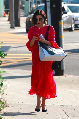 Jenna Dewan in a Bright Red Dress in Beverly Hills