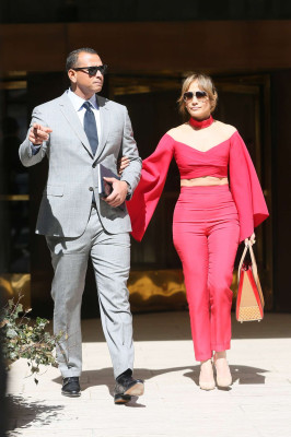 Jennifer Lopez in Red outfit in New York