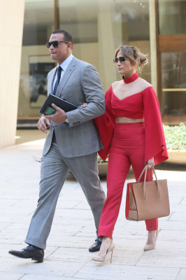 Jennifer Lopez in Red outfit in New York