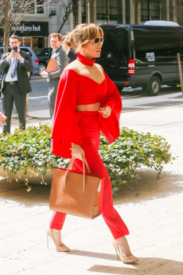 Jennifer Lopez in Red outfit in New York