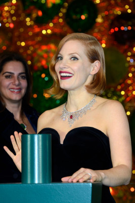 Jessica Chastain at the Les Galeries Lafayette Christmas Decorations Inauguratio