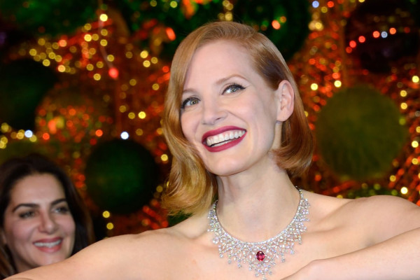 Jessica Chastain at the Les Galeries Lafayette Christmas Decorations Inauguratio