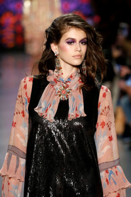 Kaia Gerber Walks Anna Sui Fashion Show in NYC