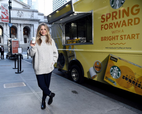 Kaley Cuoco – Starbucks “Shine from the Start” Spring Campaign in NYC
