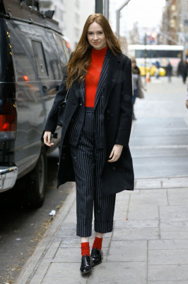 Karen Gillan is Stylish – Leaves Good Day New York 12/13/2018