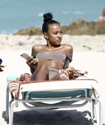 Karrueche Tran in Bikini on a Beach in Miami 