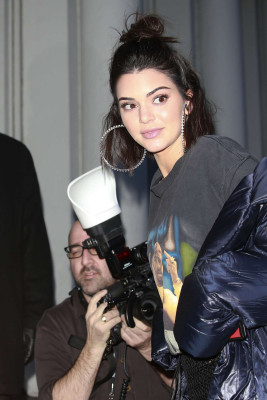 Kendall Jenner in Leather Mini Skirt in New York City