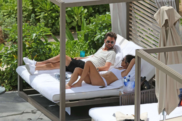 Kourtney Kardashian in White Bikini at a pool in Hawaii