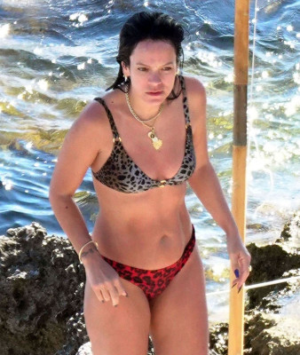 LILY ALLEN in Bikini at a Beach in Capri 07/27/2020