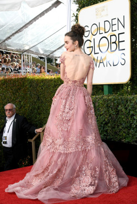 Lily Collins – 74th Annual Golden Globe Awards in Beverly Hills
