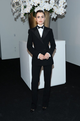 Lily Collins-Ralph Lauren Fall 2022 Fashion Show in NY