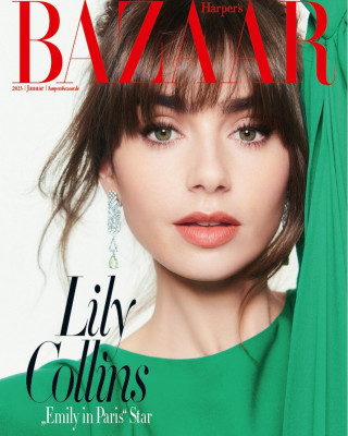Lily Collins by Sanchez &amp;amp; Mongiello for Harper’s Bazaar (Jan 2023)