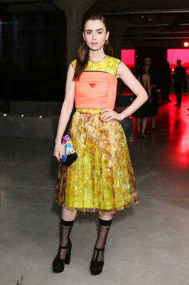 Lily Collins - Prada Resort : 2019 Show, Manhattan, NY